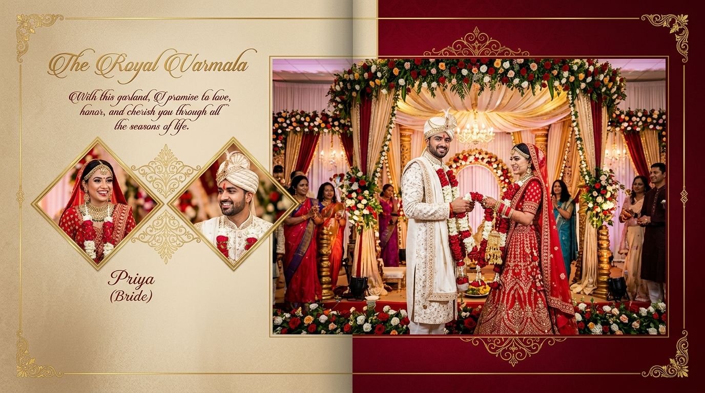 Grand Royal Jaymala Wedding Album Spread Template