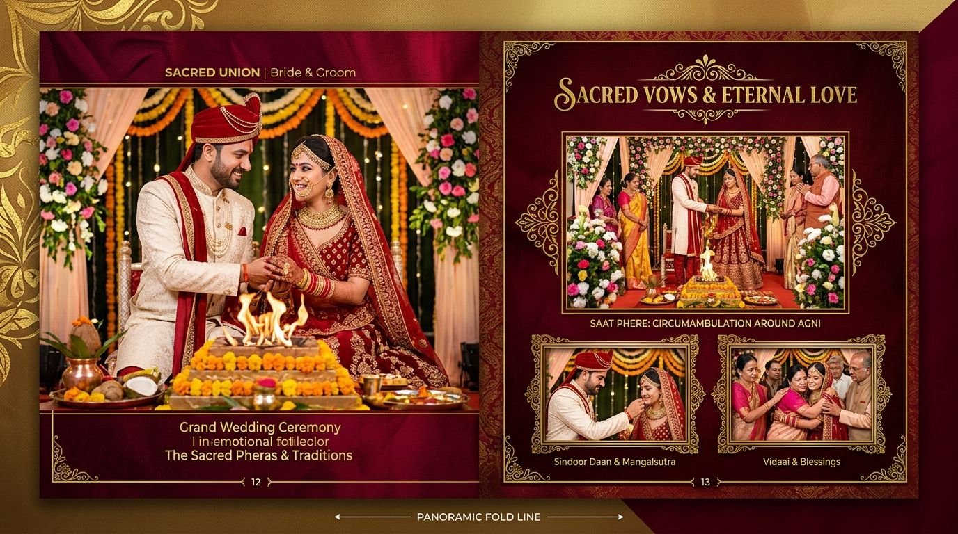 Sacred Saat Phere and Wedding Ceremony Album Spread Template