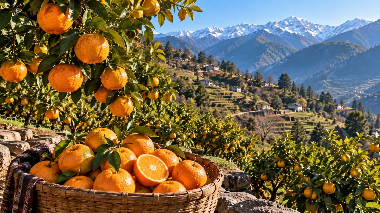 Fresh Pahadi Malta oranges from Uttarakhand Himalayan orchard