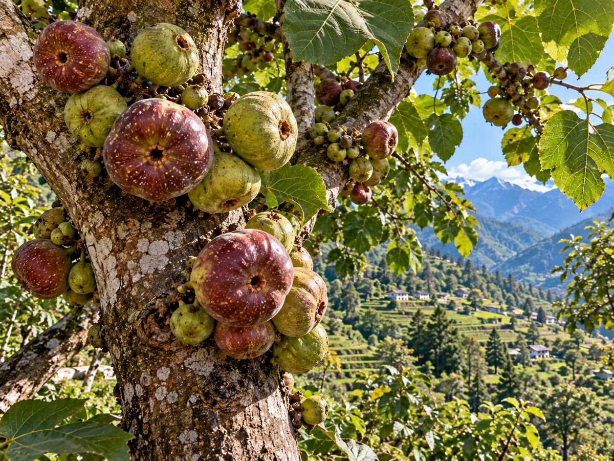 Traditional Timla Elephant Fig growing on a tree in Uttarakhand